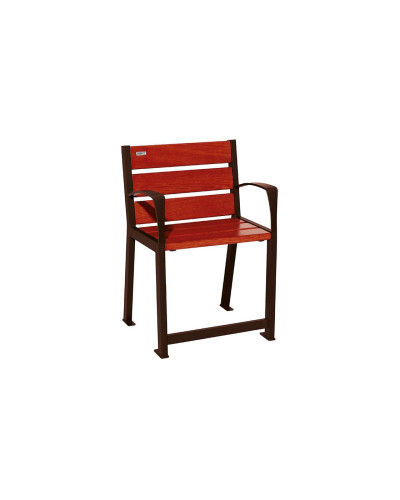 Buy PROCITY Chair SILAOS FOR SENIORS 6 WOODEN SLATS - WITH ARMREST - WOOD & STEEL: Seat made of oak wood (light oak), Frame made of steel (traffic red) - Online Shop. Delivery available.
