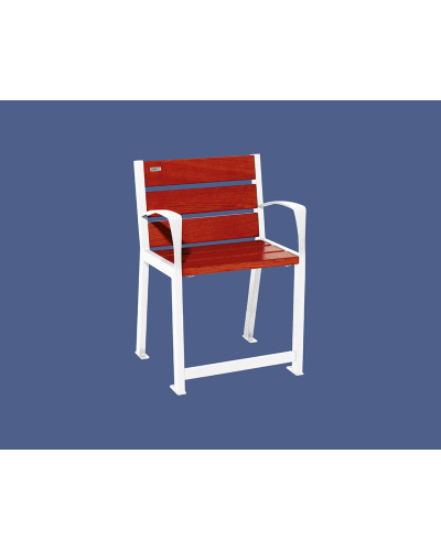 Buy PROCITY Chair SILAOS FOR SENIORS 6 WOODEN SLATS - WITH ARMREST - WOOD & STEEL: Seat made of oak wood (light oak), Frame made of steel (traffic red) - Online Shop. Delivery available.