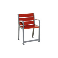 PROCITY Chair SILAOS for seniors 6 wooden slats - with armrest - wood & steel: Seat made of oak wood (mahogany), frame made of steel (Procity Gray).