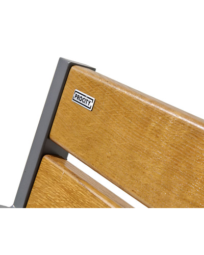 Buy PROCITY SITZBANK SILAOS FOR SENIORS 6 WOODEN SLATS - WITH ARMREST - WOOD & STEEL: Seat made of oak wood (light oak), Frame made of steel (traffic red) - Purchase in the Online Shop. Delivery!