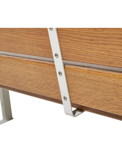 Buy PROCITY SITZBANK SILAOS FOR SENIORS 6 WOODEN SLATS - WITH ARMREST - WOOD & STEEL: Seat made of oak wood (light oak), Frame made of steel (traffic red) - Purchase in the Online Shop. Delivery!