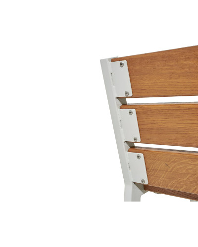 Buy PROCITY SITZBANK SILAOS FOR SENIORS 6 WOODEN SLATS - WITH ARMREST - WOOD & STEEL: Seat made of oak wood (light oak), Frame made of steel (traffic red) - Purchase in the Online Shop. Delivery!