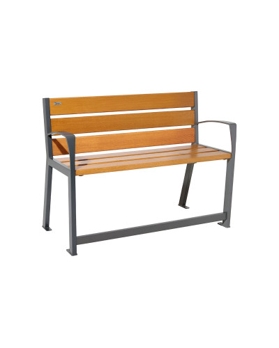 Buy PROCITY SITZBANK SILAOS FOR SENIORS 6 WOODEN SLATS - WITH ARMREST - WOOD & STEEL: Seat made of oak wood (light oak), Frame made of steel (traffic red) - Purchase in the Online Shop. Delivery!