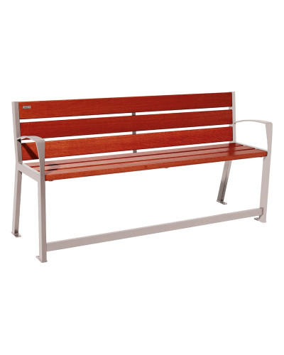 Kaufen Sie PROCITY SITZBANK SILAOS FÜR SENIOREN 6 HOLZLATTEN - MIT ARMLEHNE - HOLZ & STAHL: Sitzfläche aus Eichenholz (Mahagoni), Gestel aus Stahl (Seidengrau) online