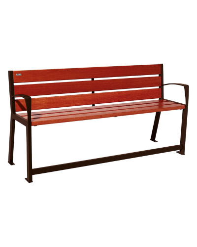 Kaufen Sie PROCITY SITZBANK SILAOS FÜR SENIOREN 6 HOLZLATTEN - MIT ARMLEHNE - HOLZ & STAHL: Sitzfläche aus Eichenholz (Mahagoni), Gestell aus Stahl (Schokoladenbraun) online.