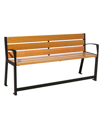 Buy PROCITY SITZBANK SILAOS FOR SENIORS 6 WOODEN SLATS - WITH ARMREST - WOOD & STEEL: Seat made of oak wood (light oak), frame made of steel (deep black) - Buy Online