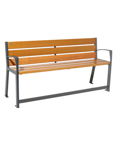 Buy PROCITY SITZBANK SILAOS FOR SENIORS 6 WOODEN SLATS - WITH ARMREST - WOOD & STEEL: Seat made of oak wood (light oak), Frame made of steel (Procity Grey) - Online Shop Delivery