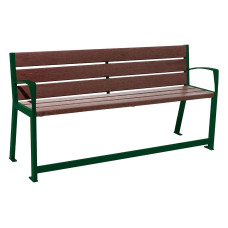 PROCITY SITZBANK SILAOS FÜR SENIOREN 6 LEISTEN - MIT ARMLEHNE - STAHL & RECYCLING-KUNSTSTOFF: Sitzfläche aus Recycling-Kunststoff (Moosgrün), Gestel aus Stahl (Moosgrün)