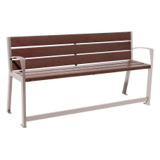 PROCITY SITZBANK SILAOS FÜR SENIOREN 6 LEISTEN - MIT ARMLEHNE - STAHL & RECYCLING-KUNSTSTOFF: Sitzfläche aus Recycling-Kunststoff (Seidengrau), Gestel aus Stahl (Seidengrau)