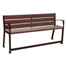 PROCITY SITZBANK SILAOS FÜR SENIOREN 6 LEISTEN - MIT ARMLEHNE - STAHL & RECYCLING-KUNSTSTOFF: Sitzfläche aus Recycling-Kunststoff (Schokoladenbraun), Gestel aus Stahl (Schokoladenbraun)