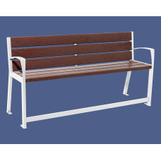 PROCITY SITZBANK SILAOS FÜR SENIOREN 6 LEISTEN - MIT ARMLEHNE - STAHL & RECYCLING-KUNSTSTOFF: Sitzfläche aus Recycling-Kunststoff (Reinweiß), Gestel aus Stahl (Reinweiß)