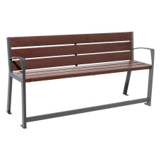 PROCITY SITZBANK SILAOS FÜR SENIOREN 6 LEISTEN - MIT ARMLEHNE - STAHL & RECYCLING-KUNSTSTOFF: Sitzfläche aus Recycling-Kunststoff (Procity Grau), Gestel aus Stahl (Procity Grau)