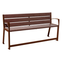 PROCITY Bench SILAOS for Seniors 6 Slats - with Armrest - Steel & Recycled Plastic: Seat made of recycled plastic (Colorful), Frame made of steel (Rust Corten effect).