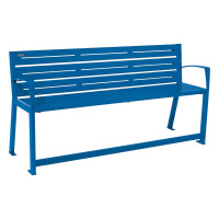 PROCITY SILAOS SENIOR BENCH 6 SLATS - WITH ARMREST -: Seat surface made of galvanized steel (Gentian blue), Frame made of steel (Gentian blue).