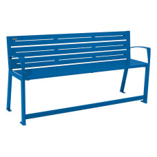 PROCITY SITZBANK SILAOS FÜR SENIOREN 6 LEISTEN - MIT ARMLEHNE -: Sitzfläche aus Verzinktes Stahl (Enzianblau), Gestel aus Stahl (Enzianblau)
