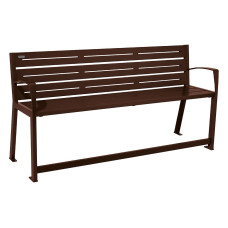 PROCITY SITZBANK SILAOS FÜR SENIOREN 6 LEISTEN - MIT ARMLEHNE -: Sitzfläche aus Verzinktes Stahl (Schokoladenbraun), Gestel aus Stahl (Schokoladenbraun)
