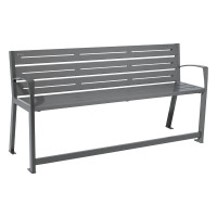 PROCITY Bench SILAOS for Seniors 6 Slats - with Armrest -: Seat made of galvanized steel (Procity Gray), Frame made of steel (Procity Gray).