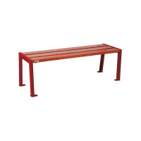 PROCITY Wooden and Steel Bench without Backrest SILAOS: Seat made of oak wood (mahogany), frame made of steel (Purple Red).