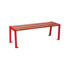 PROCITY Wooden and Steel Bench Without Backrest SILAOS: Eiche (Mahagoni) Seat, Steel Frame (Traffic Red)