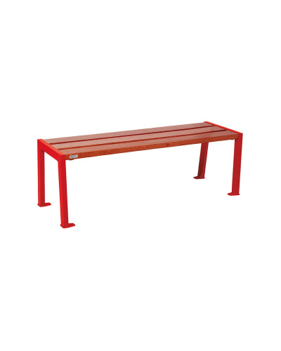 Buy PROCITY SITZBANK WITHOUT BACKREST SILAOS - WOOD & STEEL: Seat made of oak wood (mahogany), frame made of steel (traffic red) - Shop Online for Delivery.