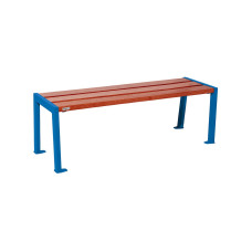 PROCITY bench without backrest SILAOS - WOOD & STEEL: seat made of oak wood (mahogany), frame made of steel (gentian blue).