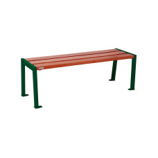 PROCITY Wooden and Steel Bench Without Backrest SILAOS: Seat made of oak wood (mahogany), frame made of steel (moss green).