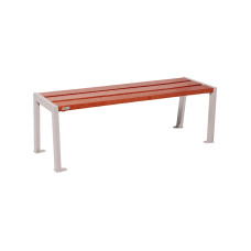 PROCITY bench without backrest SILAOS - wood & steel: seat made of oak wood (mahogany), frame made of steel (silk grey).