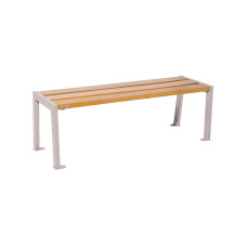 PROcity wooden and steel bench without backrest SILAOS: seat made of light oak wood, frame made of steel in silk grey color.