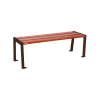 PROCITY bench without backrest SILAOS - wood & steel: seat made of oak wood (Mahogany), frame made of steel (Chocolate Brown)