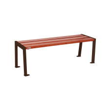 PROCITY bench without backrest SILAOS - wood & steel: seat made of oak wood (Mahogany), frame made of steel (Chocolate Brown)