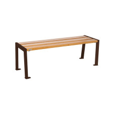 PROCITY Wooden and Steel Bench without Backrest SILAOS: Oak Wood Seat (Light Oak), Steel Frame (Chocolate Brown).