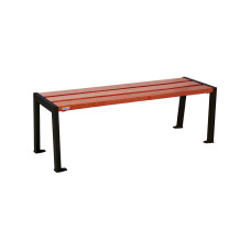 PROCITY wooden and steel bench without backrest SILAOS: seat made of oak wood (mahogany), frame made of steel (deep black).