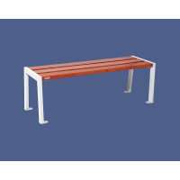 PROCITY Wooden and Steel Bench Without Backrest Silaos: Seat made of oak wood (mahogany), frame made of steel (pure white).