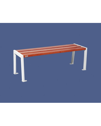 Buy PROCITY SITZBANK WITHOUT BACKREST SILAOS - WOOD & STEEL: Seat made of oak wood (mahogany), Frame made of steel (pure white) - Shop Online with Delivery