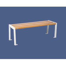 Procity bench without backrest Silaos - wood & steel: seat surface made of oak wood (light oak), frame made of steel (pure white).