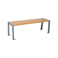 PROcity wooden and steel bench without backrest Silaos: seat made of light oak wood, steel frame (PROcity Grey).
