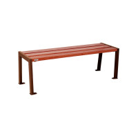 PROCITY Bench Without Backrest SILAOS - WOOD & STEEL: Oak (Mahogany) Seat, Steel Frame (Corten Effect Rust).