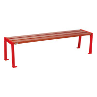 PROCITY Wooden and Steel Bench Without Backrest SILAOS: Eiche (Mahagoni) Seat, Steel Frame (Traffic Red)