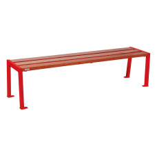 PROCITY Wooden and Steel Bench Without Backrest SILAOS: Eiche (Mahagoni) Seat, Steel Frame (Traffic Red)