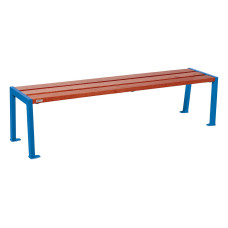 PROCITY bench without backrest SILAOS - WOOD & STEEL: seat made of oak wood (mahogany), frame made of steel (gentian blue).