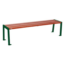 PROCITY Wooden and Steel Bench Without Backrest SILAOS: Seat made of oak wood (mahogany), frame made of steel (moss green).