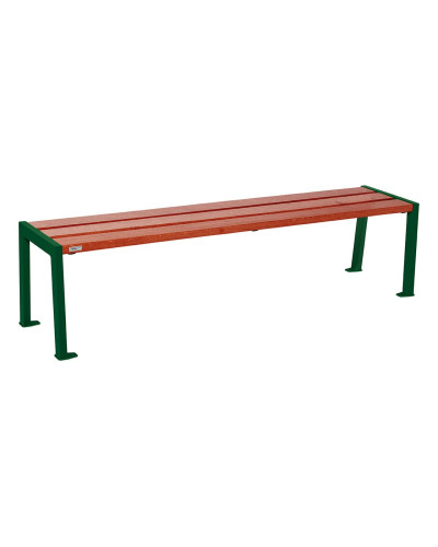 Buy PROCITY SILAOS bench without backrest - wood & steel: seat made of oak wood (mahogany), frame made of steel (moss green) - Purchase in the online store with delivery