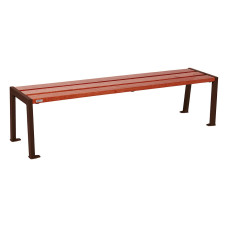 PROCITY bench without backrest SILAOS - wood & steel: seat made of oak wood (Mahogany), frame made of steel (Chocolate Brown)