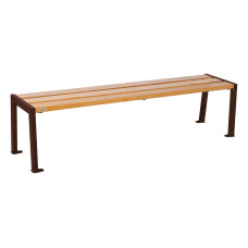 PROCITY Wooden and Steel Bench without Backrest SILAOS: Oak Wood Seat (Light Oak), Steel Frame (Chocolate Brown).