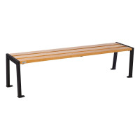 PROCITY bench without backrest SILAOS - WOOD & STEEL: Seat made of oak wood (light oak), frame made of steel (deep black).
