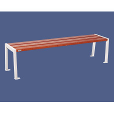 PROCITY Wooden and Steel Bench Without Backrest Silaos: Seat made of oak wood (mahogany), frame made of steel (pure white).