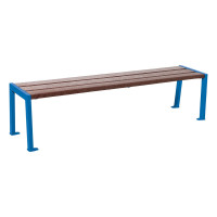 PROCITY bench without backrest SILAOS - steel & recycled plastic: seat made of recycled plastic (gentian blue), frame made of steel (gentian blue).