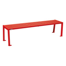 PROCITY bench without backrest SILAOS - - ONE or TWOCOLORED: Seat made of galvanized steel (traffic red), frame made of steel (traffic red).
