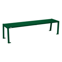 PROCITY Bench without Backrest SILAOS - - Single or Two-Tone: Seat surface made of galvanized steel (Moss Green), frame made of steel (Moss Green).