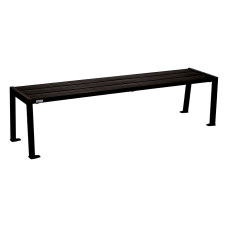 PROCITY bench without backrest SILAOS - single or two-tone: seat surface made of galvanized steel (deep black), frame made of steel (deep black).